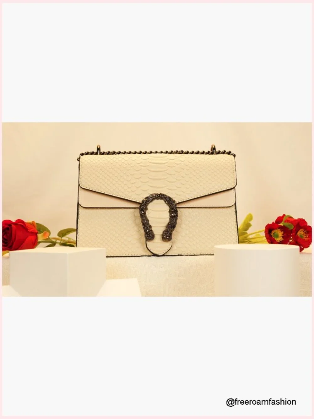 Crossbody Bag and Satchel Purse for Women - Fashion Snake Print Chain Purse PU